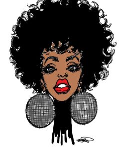 DISCO BALL AFRO CHICK POSTER OR ROLLED CANVAS PRINTS