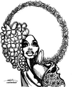 FLOWERS AND BUTTERFLY AFRO CANVAS PRINT