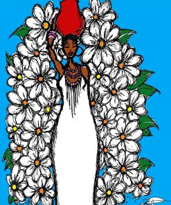 FLOWERS, DRESS AND POT POSTER PRINT