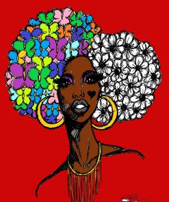 AFRO OF FLOWERS 1 CANVAS PRINTS