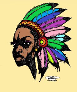 PRETTY GIRL WITH FEATHERS POSTER PRINT