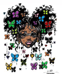 AFRO PUFFS & BUTTERFLIES 2 POSTER PRINT